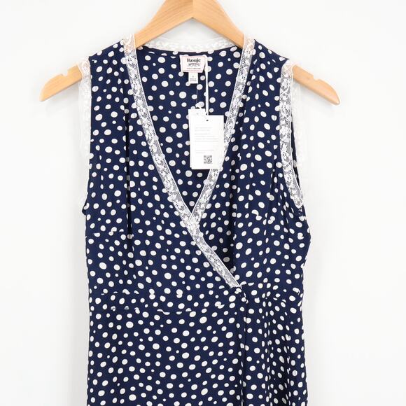 Rouje x J.Crew Rencard Navy Polka Dot Wrap Dress Size 4 NWT - Picture 3 of 10